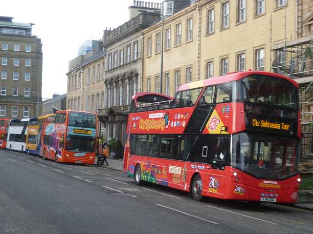Tour buses at Saint Andrew Square, Edinburgh.