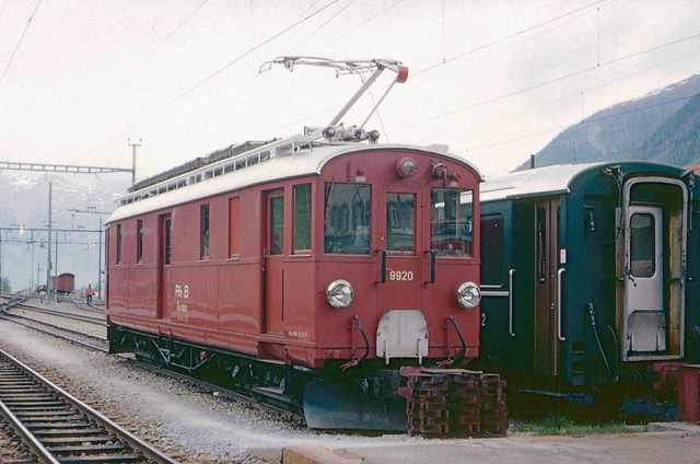 RhB (Bernina line) service car Xe 4/4 9920 at Pontresina in 1978