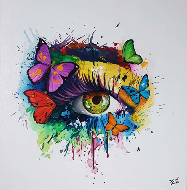 Colorful Oil Painting Eye
