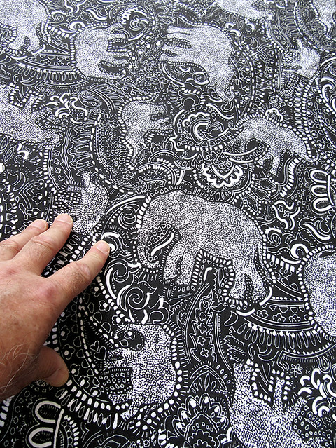 Paisley Elephants printed textile design by Patrick Moriarty