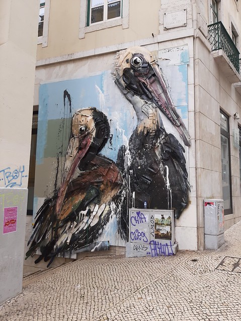 Two pelicans in the heart of Lisbon by b0rdalo ii