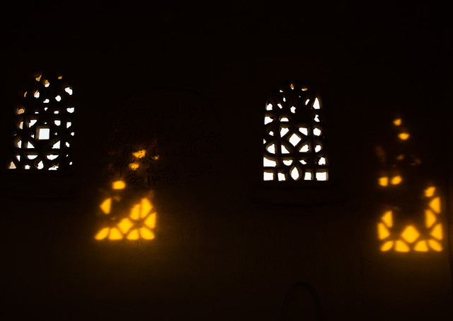 Emarah palace windows in Aba Alsaud historical area, Najran Province, Najran, Saudi Arabia