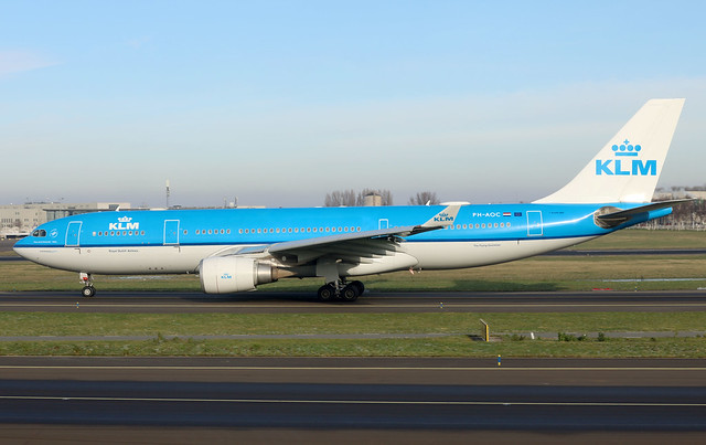 KLM  Royal Dutch Airlines A330-200 PH-AOC departing AMS/EHAM