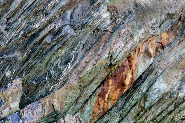 Close-up of Strata of Multi-coloured Rock - Devon 28