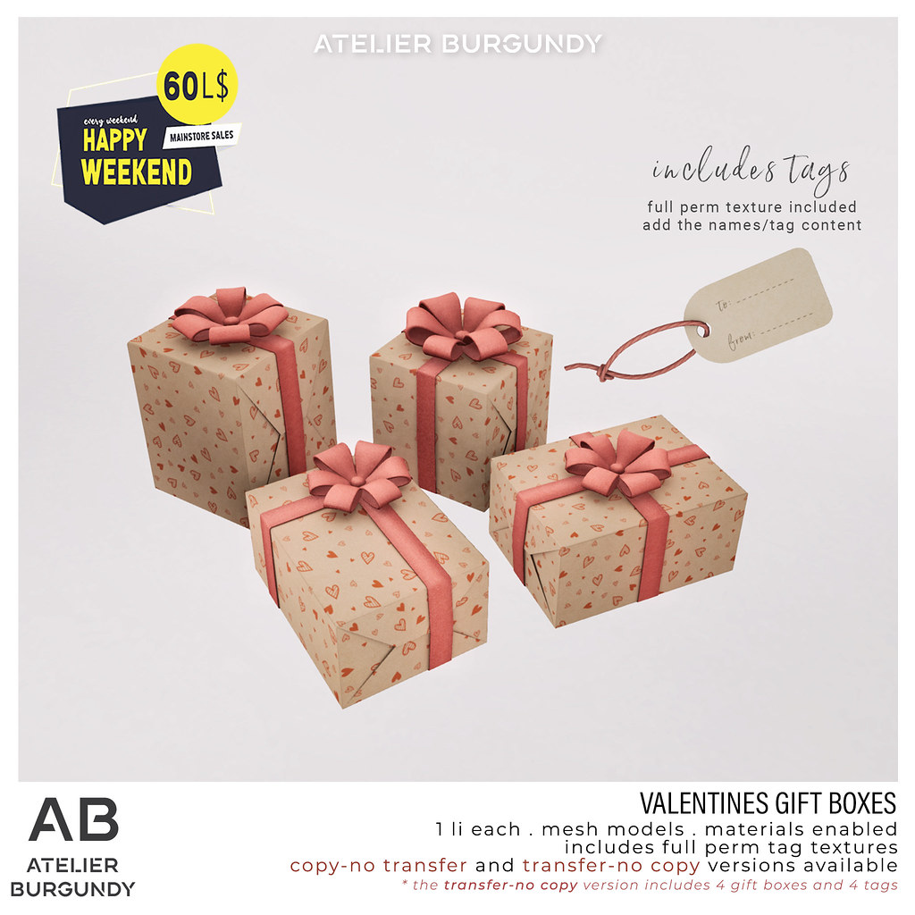Atelier Burgundy . Valentines Gift Boxes HW