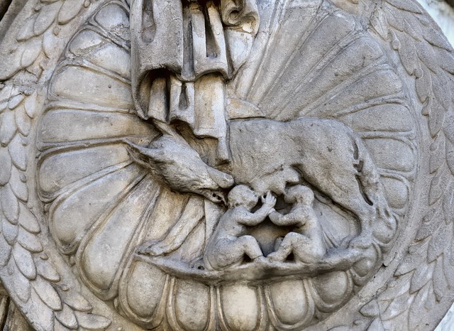 Tender family scene - Antoninus Pius column pedestal detail, 161 CE, Vatican City, Rome..