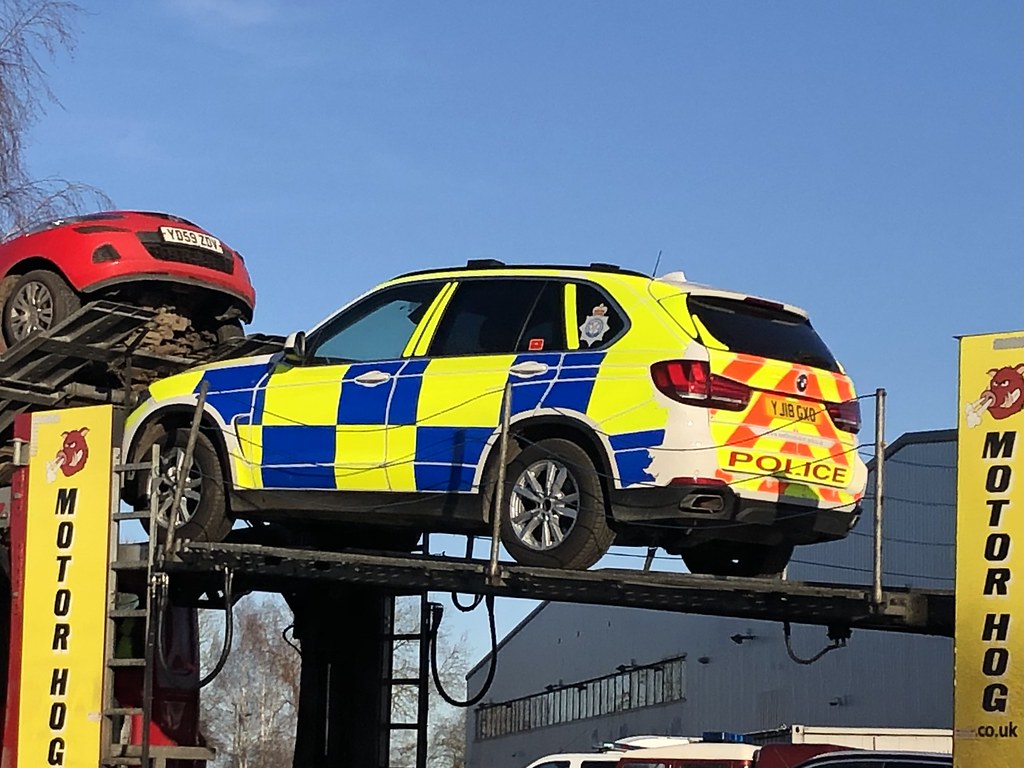 Seen leaving North Yorkshire Police Thirsk Workshops for the last time on 21/01/2021, YJ18GXO BMW X5 XDrive Armed Response Vehicle.
