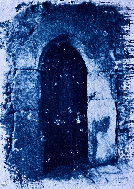 Helfštýn Castle Archway - Cyanotype in Blue (DTE_4113-NFE_1638)