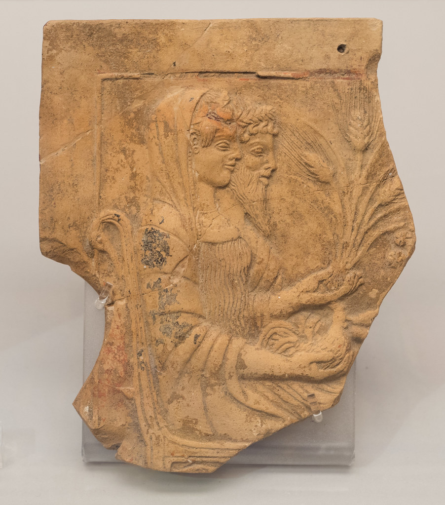 Terracotta pinax representing Persephone and Hades enthroned, from Locri
