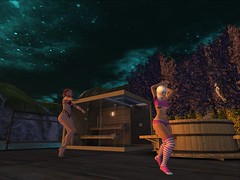 dancing on my new Deck with Elfwym and kiva