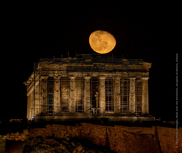 Moon over Parthenon, Acropolis of Athens