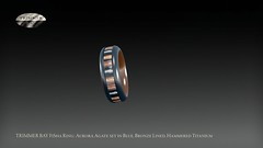 TRIMMER BAY FiSha Ring: Aurora Agate set in Blue, Bronze Lined, Hammered Titanium