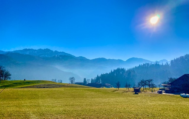 Tyrolean landscape basking in the winter sun in Tyrol, Austria