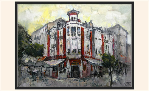SANTOÑA-PINTURA-ARTE-HOTEL-PAISAJES-CANTABRIA-ATARDECER-EDIFICIOS-PAISAJE URBANO-PINTOR-ERNEST DESCALS- by Ernest Descals, SANTOÑA-PINTURA-ARTE-HOTEL-PAISAJES-CANTABRIA-ATARDECER-EDIFICIOS-PAISAJE URBANO-PINTOR-ERNEST DESCA