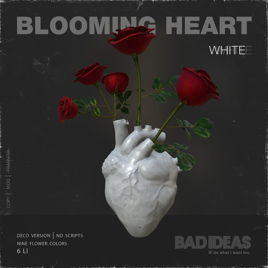 ' BAD IDEAS ' Blooming Heart – white