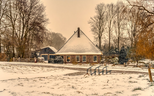 Westfriese Omringdijk near the village of Schoorldam, The Netherlands.