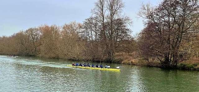 Rowing 'eights' on the Thames at Oxford.