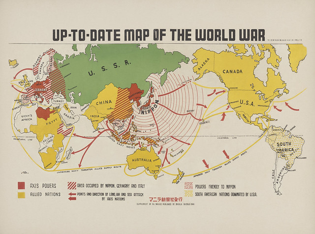Up-to-date map of the world war (1942) by Manila Shinbun-sha. Original from The Beinecke Rare Book & Manuscript Library. Digitally enhanced by rawpixel.