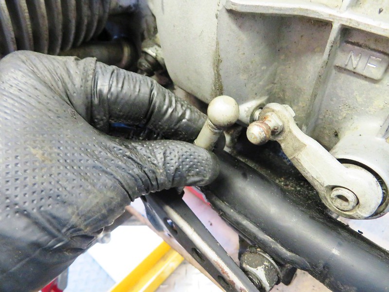 Transmission Foot Shifter Linkage Removed From Transmission Shift Lever