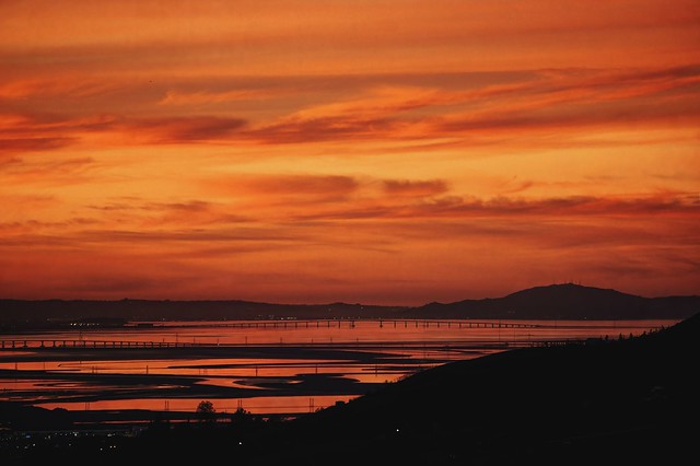 Layers of red and orange over the San Francisco Bay