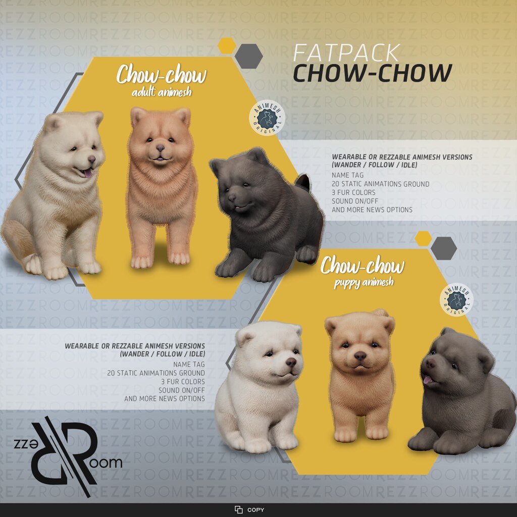📷[Rezz Room] ChowChow  Adult Animesh (Companion) and [Rezz Room] ChowChow Puppy Animesh (Companion)
