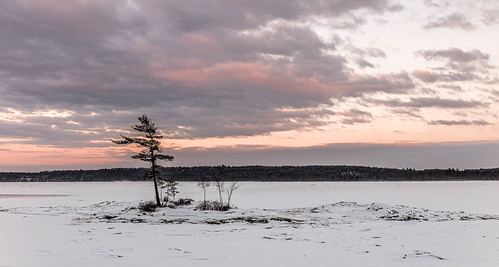 Pleasant Point Islet by Me in ME, This small islet i in the Androscoggin River in Topsham, Maine.  Even though I am facing east there 