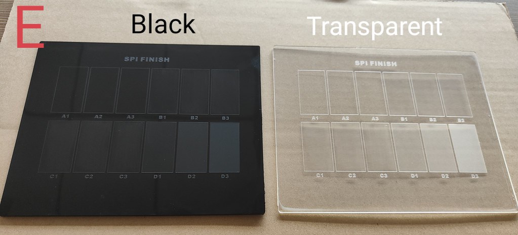 SPI finish surface standard scale made by black and transparent materails for ABS
