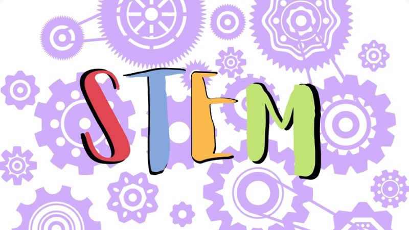 A graphic of the word STEM