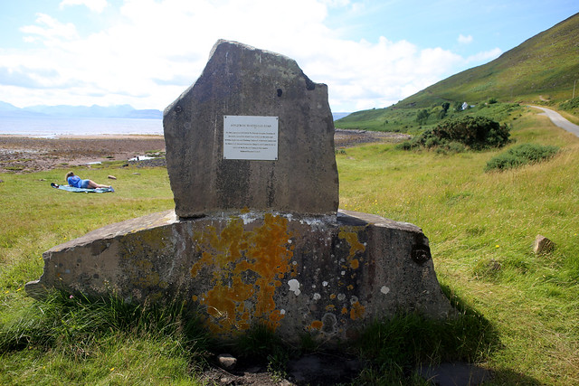 Monument denoting the opening of the Applecross coast road in 1976