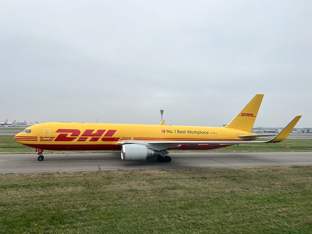 DHL 767-300 G-DHLC taxiing to stand 614