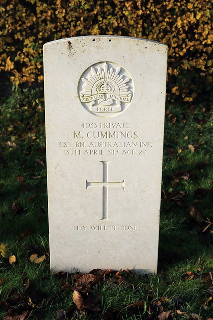Grave of Private Michael Cummings Church of St Edith Baverstock Wiltshire UK