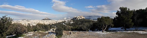 athens acropolis landscape snow city greece clouds athena αθηνα atenas