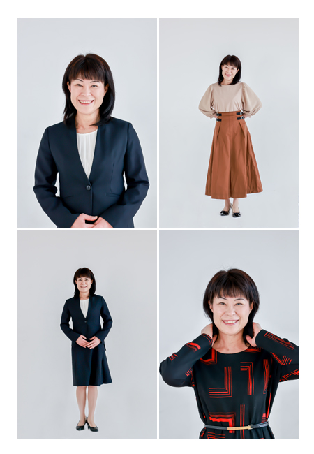 MC 林ともみさん　名古屋のタレント　服装：スーツ、ワンピース