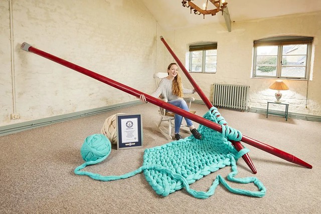 Funny world record largest knitting needles