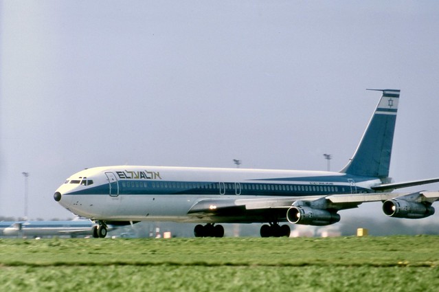 4X-ATT El Al Boeing 707-358B seen burning up the runway at Amsterdam Schiphol