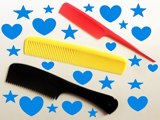 The Red, Yellow & Black Comb With Blue Hearts & Blue Stars - Abstract Photo Created by STEVEN CHATEAUNEUF On January 26, 2022