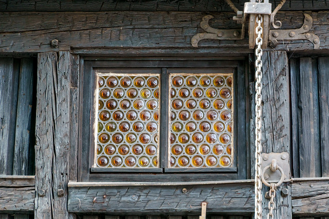 Bottle Windows in Old Wooden House in Nuremberg, Germany - Cruise AB 58