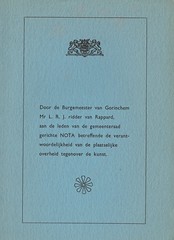 Boekje - LRJ van Rappard - NOTA betreffende de verantwoordelijkhef van de plaatselijke overheid tegenover de kunst (1963)