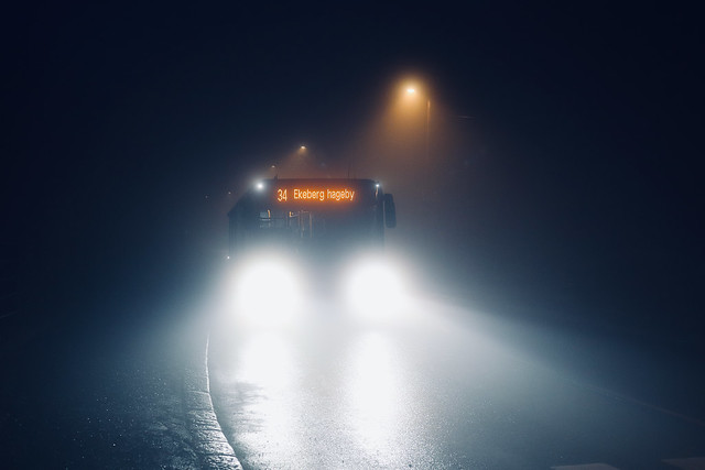 Bus in the fog