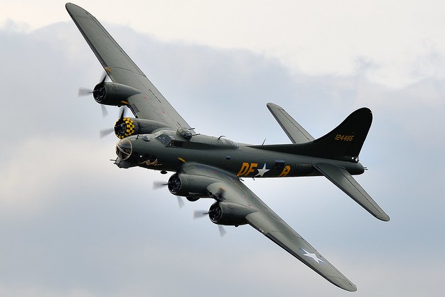 Boeing B-17G Flying Fortress Sally B 124484 on one side and on the other side it has  USAAF Memphis Belle 124485 G-BEDF 1944 this aircraft was with the USAF as 44-85784