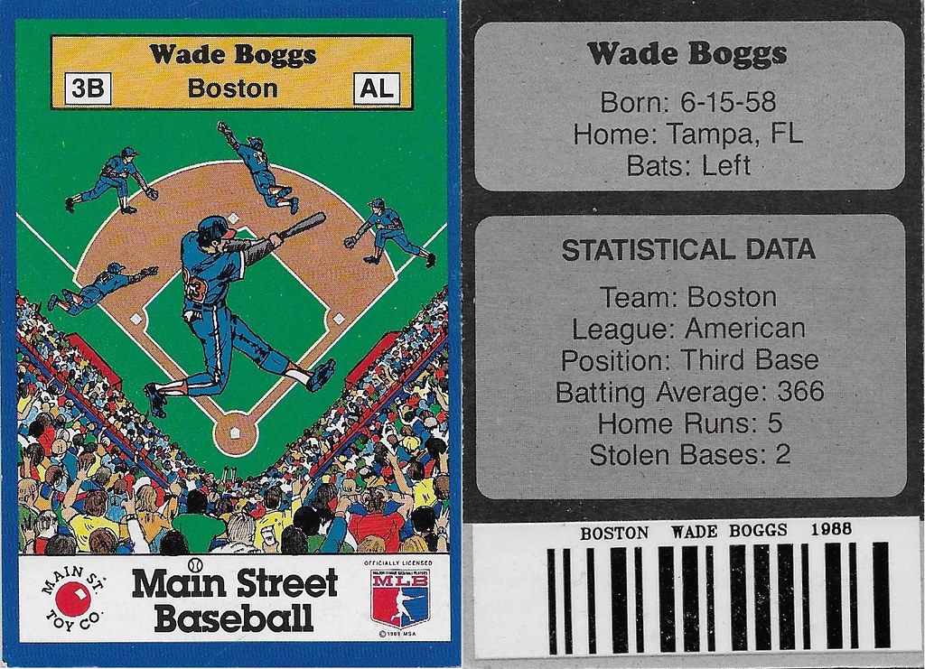 1989 Main Street Baseball with Bar Code - Boggs, Wade