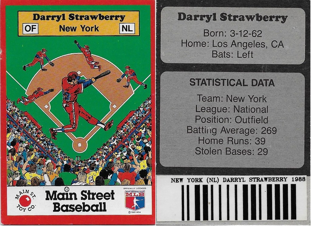 1989 Main Street Baseball with Bar Code - Strawberry, Darryl