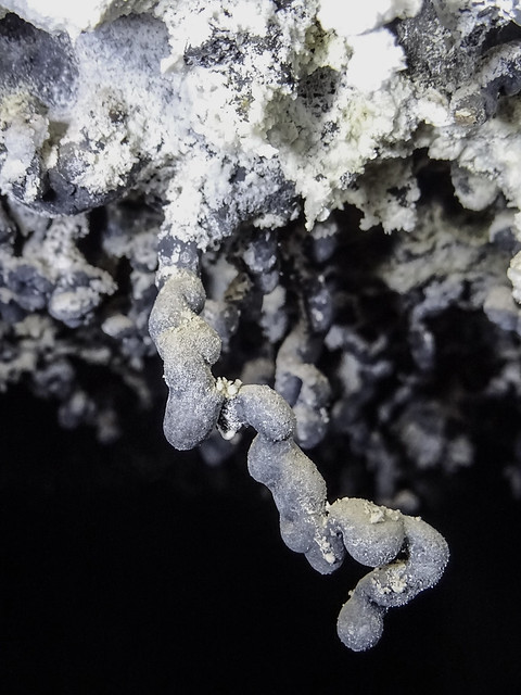 Estafilitos excéntricos (helictitas de lava) en un tubo lávico - Cueva de los Naturalistas, Lanzarote (Islas Canarias, España) - 02