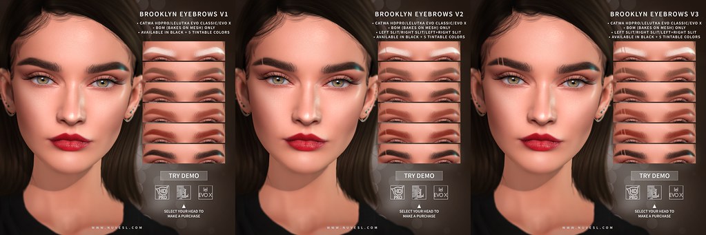 Brooklyn eyebrows v1/v2/v3 – Catwa HDPRO/Lelutka Evo Classic/Lelutka Evo X