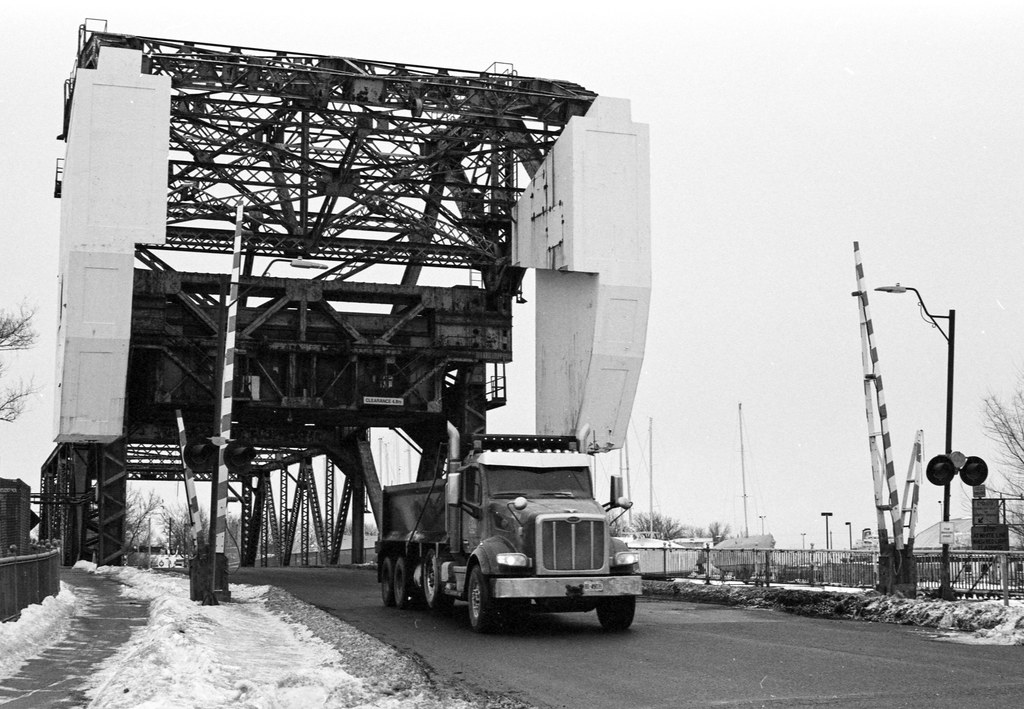 Dump Truck Crossing the BRidge Back to the Rest of Toronto