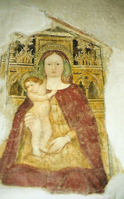 Bergamo. street tabernacle, Madonna