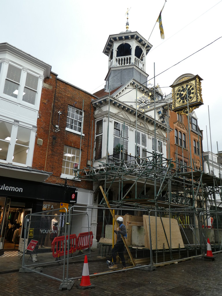 Guildford Guildhall covered in scaffolding