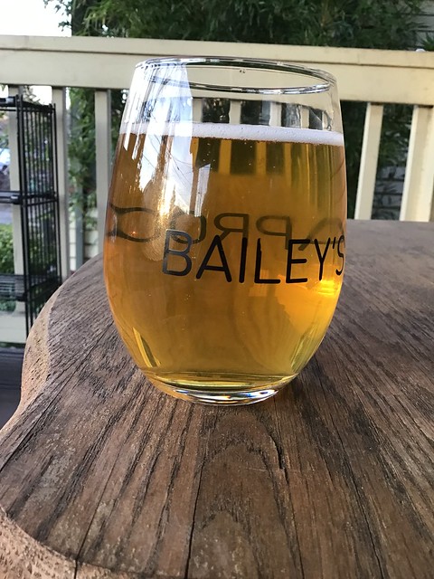 Helles from Van Henion in glass outside on a table