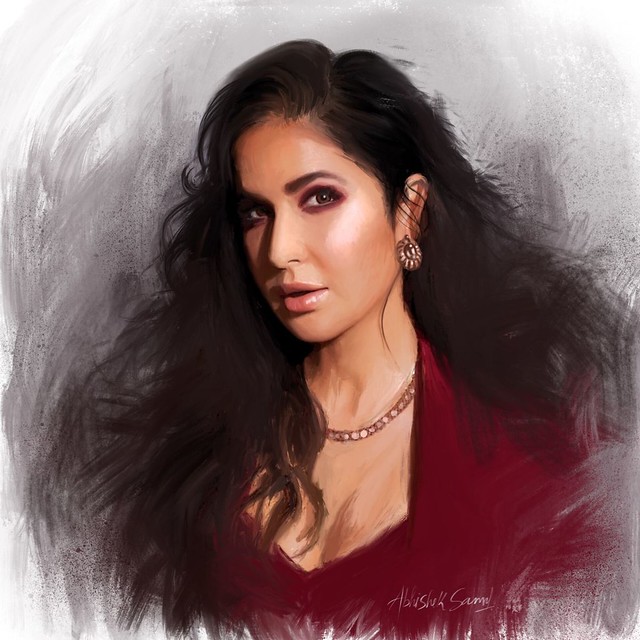 Digital Painting Celebrity Portrait Katrina Kaif