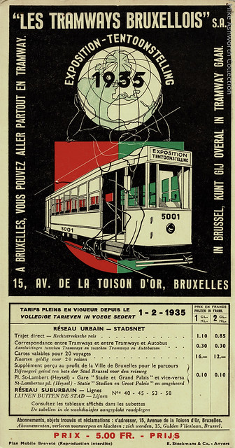 Les Tramways Bruxellois SA : Exposition - Tentoonstelling 1935 : gude and plan to Brussels/Brussel/Bruxelles tramways - cover